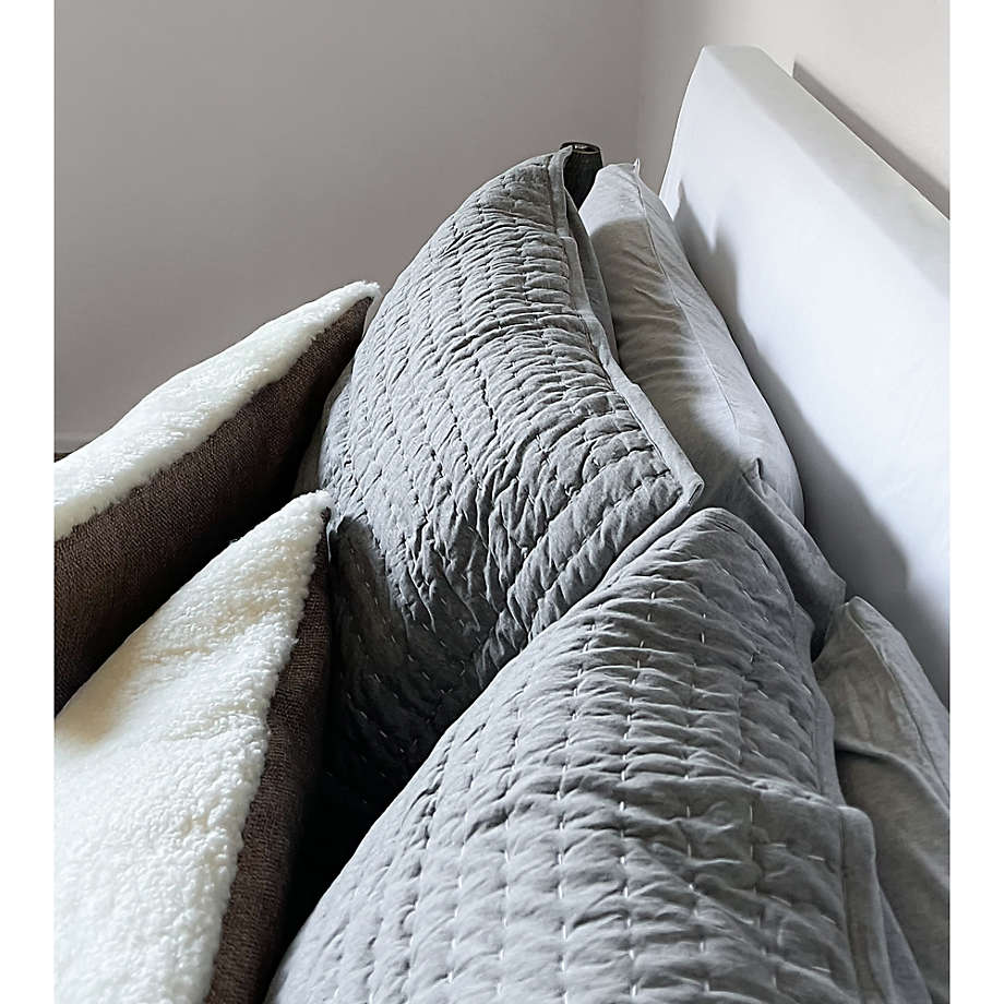 Grey quilted shop pillow shams